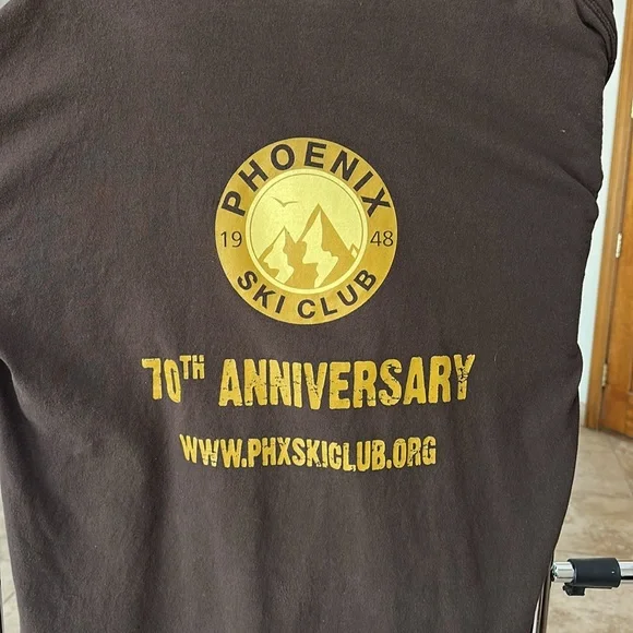 Vintage Phoenix SKI Club Graphic Long Sleeve T-Shirt Brown Cotton Shirt Size XL - Picture 6 of 6